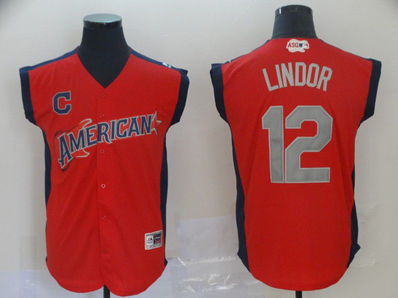 Men Cleveland Indians #12 Lindor Red 2019 All Star MLB Jerseys->los angeles dodgers->MLB Jersey